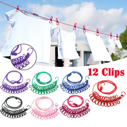 12 Clips Cloth Drying Rope ( Pack Of 2 )