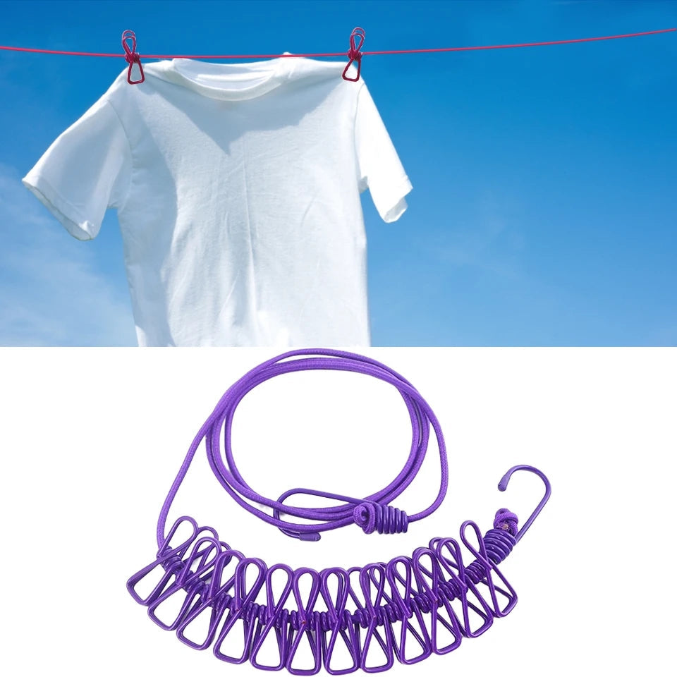 12 Clips Cloth Drying Rope ( Pack Of 2 )