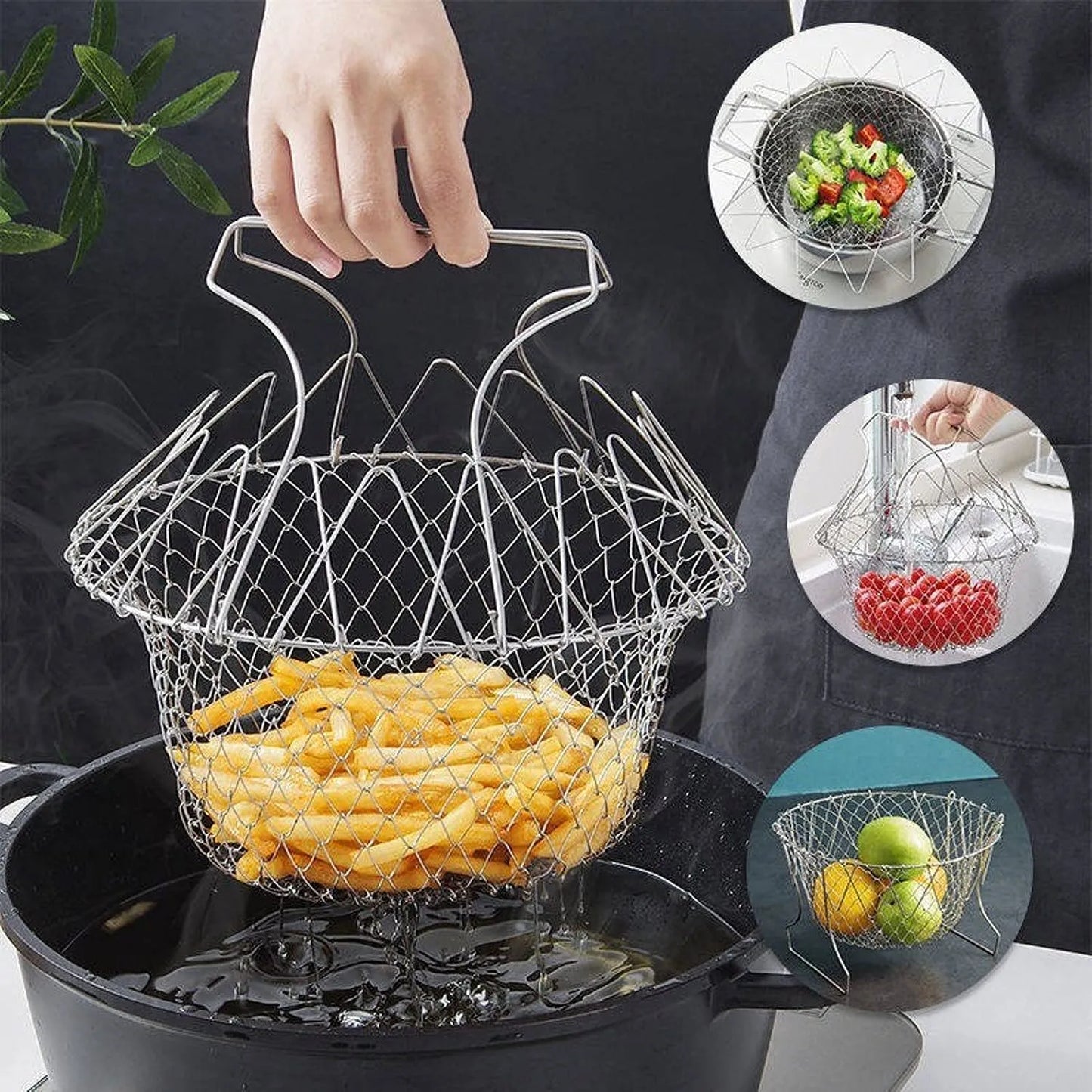 Crispy Fry Folding Drain Basket