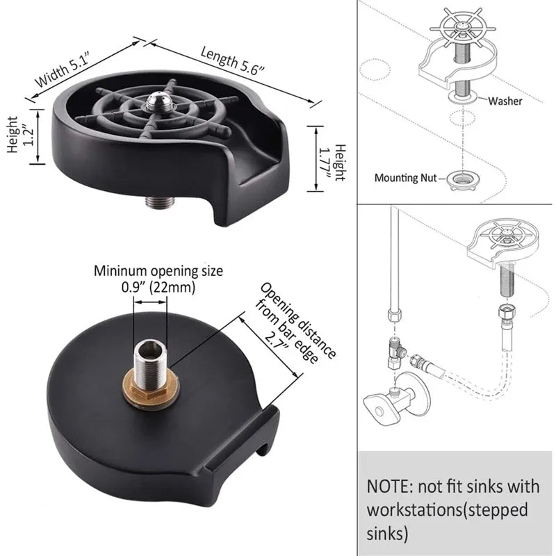 Automatic Glass and Cup Washer for Kitchen Sinks