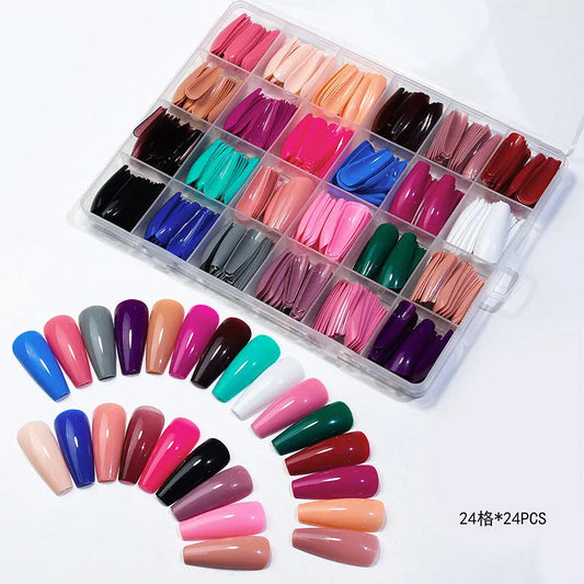 576 Pcs Colorful Fake Nails Set